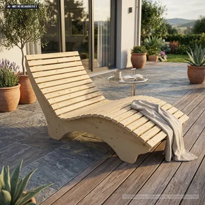Produktbild von Holzliege Wellenliege Waldsofa Relaxliege Gartenliege "Ruhe-Vroni" (Fichte) Breite 140cm Himmelsliege