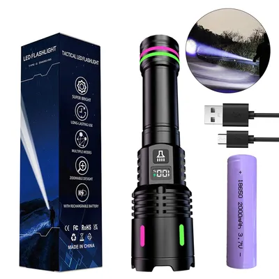Produktbild von Taschenlampe LED Aufladbar,15W LED Taschenlampe Extrem, Taschenlampen Batteriebetrieben, 5 Lichtmodi, Camping, Outdoor