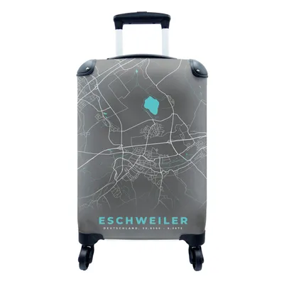 Produktbild von MuchoWow® Koffer Handgepäck Trolley Rollkoffer Kleine Reisekoffer mit 4 Rollen - Stadtplan - Karte - Deutschland - Blau - Eschweiler - Karte - Cabin Size < 55x40x23 cm & 55x40x20 cm - Fotokoffer - Kabinenkoffer - Boardgepäck - Reise-Box - Reisekoffer - Reisegepäck - Koffer mit Bild - Trolley für Kinder