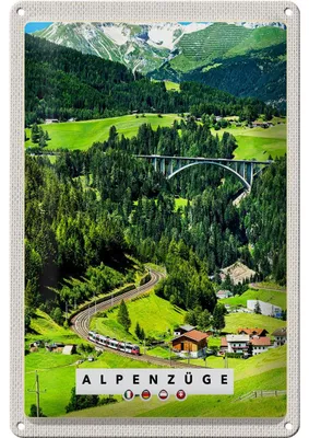 Produktbild von Blechschild Reise 20x30cm Alpenzüge Schweiz Österreich Brücke