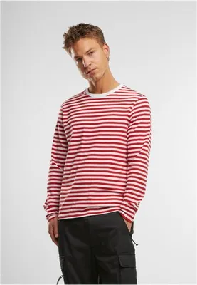 Image de Hommes Brandit Jerseyshirt Stripe longleeve red/white - XL
