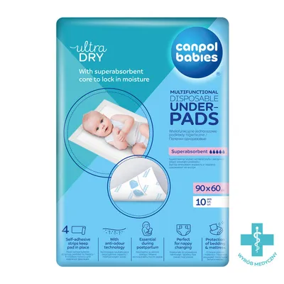 Packaging for Canpol babies disposable underpads.