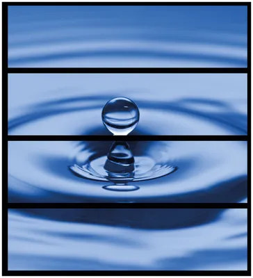 Produktbild von Wallario Möbelfolie / Aufkleber, geeignet für Ikea Malm Kommode mit 4 Schubfächern - Wassertropfen im blauen Wasser