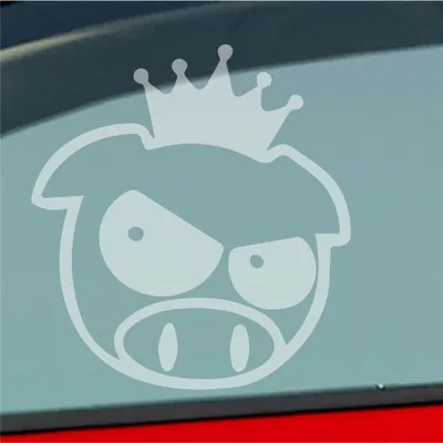 Produktbild von Auto Aufkleber Bad Pig Drift König Krone Schwein 10x11 cm Milchglas Sticker Heckscheibenaufkleber