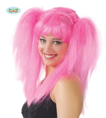 Produktbild von pinke Langhaar Perücke mit Zöpfen für Damen