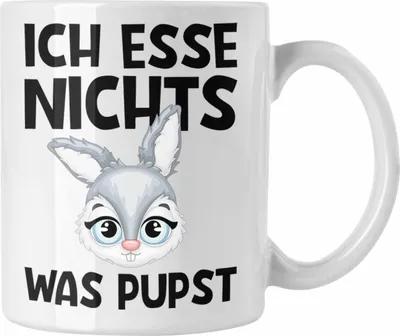 Produktbild von Trendation - Veganer Tasse Geschenk Ich Esse Nichts Was Pupst Tierschutz Hase Kaninchen Edition (Weiß)