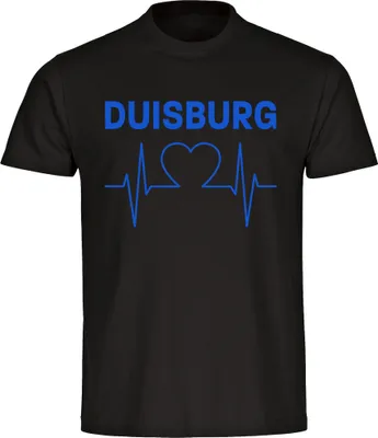 Produktbild von multifanshop Kinder T-Shirt - Duisburg - Herzschlag, schwarz, Größe 128