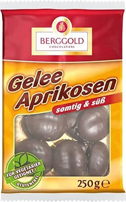 Produktbild von Berggold Schokolierte Geleestücke mit Aprikosengeschmack 250 g