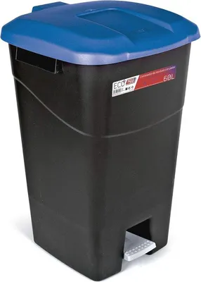 Produktbild von 60L Abfallbehälter schwarz/blau Pedal