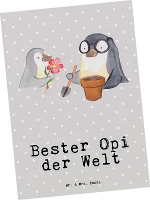 Produktbild von Mr. & Mrs. Panda Postkarte Pinguin Bester Opi der Welt - Grau Pastell - Geschenk, Ansichtskarten, Nichte, Geburtstag, Grußkarte, Ansichtskarte, Postkarten, Opa, Fotokarte