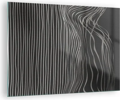 Produktbild von Bilder auf glas - Einteilig - Abstraktion Streifen Schwarz und Weiß - 70x50cm - Glasbilder - Wandbilder - Bilder - Wanddekoration aus Glas - Glas Bilder - Wandbild auf Glas - GAA70x50-4152
