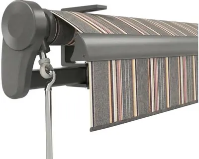 Produktbild von Soluna Gelenkarmmarkise Trend 5,5x3,5 Stoff Dessin D422 Gestell DB703 dunkelgrau Antrieb Links inkl. Motor, Wandschalter