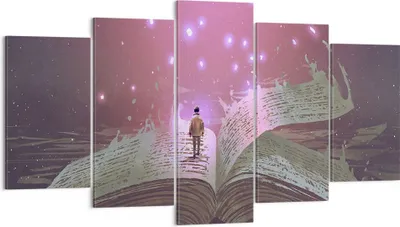 Produktbild von Bild auf Leinwand - Leinwandbild - Fantasy Buch - 160x85cm - Wand Bild - Wanddeko - Wandbilder - Leinwanddruck - Bilder - Kunstdruck - Wanddekoration - Leinwand bilder - Wandkunst - EA160x85-4010