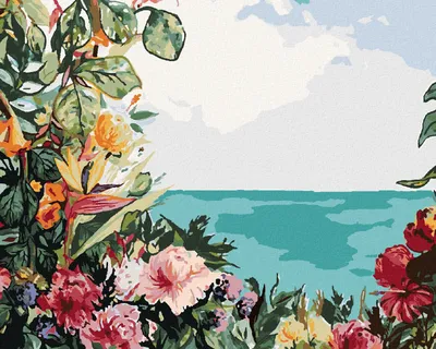 Produktbild von Zuty - Malen nach Zahlen - BLUMEN AM MEER (ALEXANDRIA GILBERT), 40x50 cm, ohne Keilrahmen