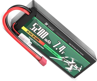 Immagine prodotto di Batteria LiPo 2S 7.4V 5200mAh 50C con connettore a T - Custodia rigida, cavo in silicone - Per auto e barche RC - 138x47x25mm, 246g