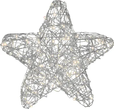 Produktbild von Weihnachtsstern "Galax" Silber mit 100 warm-weißen LEDs - 60x20x63 cm