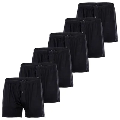 Produktbild von YOURBASICS Herren Jersey-Boxershorts, 6er Pack - Baumwolle, Eingriff mit Knopf, Muster, Multipack Schwarz XL