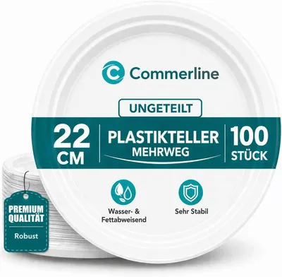 Productafbeelding van Plastic borden - Set van 100 - Kunststof borden - Plastic servies