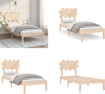 Image de vidaXL Lit en bois massif 90x190 cm - Cadre de lit - Cadre de lit - Lit - Cadre de lit en bois