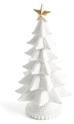 Zdjęcie produktu dla Figurka choinki 10x10x19 cm biała ze złotą gwiazdką