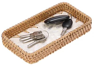 Productafbeelding van Decoratieve Rieten Sleutelhanger met Moerbeieninleg