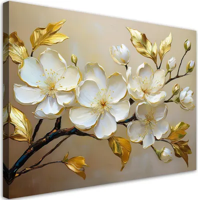 Obrázek produktu pro Obraz na plátně Magnolia White Flower Nature 120x80 Feeby Bílý obraz na zeď připravený k zavěšení