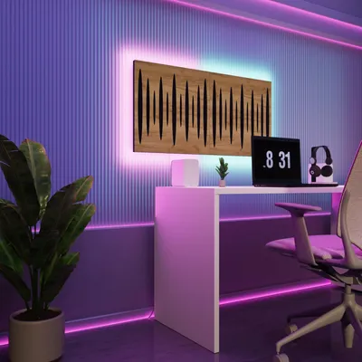 Immagine prodotto di Set da 2 pannelli acustici a LED con RGB Glow per Echo Control | Pannelli fonoassorbenti con retroilluminazione | 2x PULSAR - Grouped | Rovere