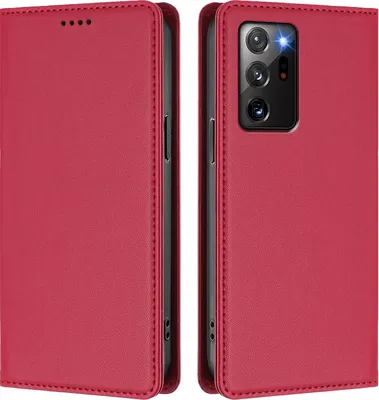 Image de Etui en cuir pour Samsung Galaxy Note 20 Ultra, étui magnétique en cuirPolyuréthaneavec support Rouge