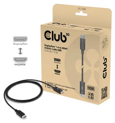 Zdjęcie produktu dla CLUB3D CAC-1083, 2 m, HDMI Typu D (Micro), Męska, Męska, 4096 x 2160 px, Czarny