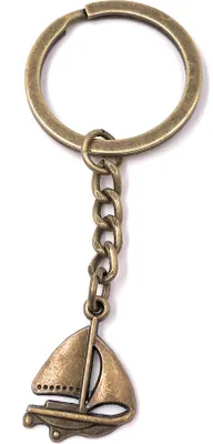 Produktbild von Onwomania Schlüsselanhänger Boot Schiff Bronze Segelboot Metall Anhänger Charm