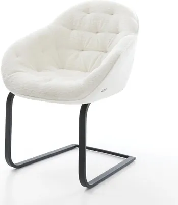 Produktbild von DELIFE Freischwinger Gaio-Flex Bouclé Soft Beige Freischwinger flach Schwarz