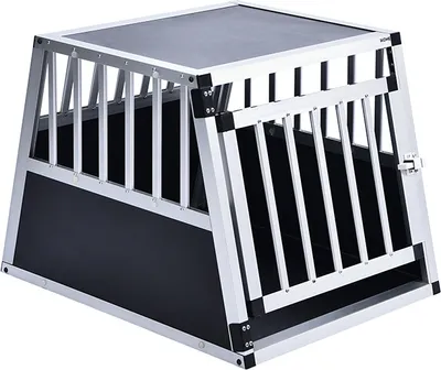A dog transport box is shown against a white background.
