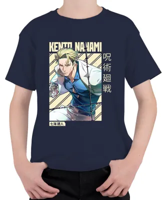 Immagine prodotto di Maglietta unisex per bambini "Kento Nanami Jujutsu Kaisen" con giacca e cravatta, stile anime, vintage, blu navy, taglia 104