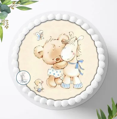 Produktbild von Für die Geburtstags Torte ein Tortenaufleger, Zuckerbild mit dem Motiv: Teddybär, Essbares Foto für Torten, Fondant, Ø 20cm, 1794z