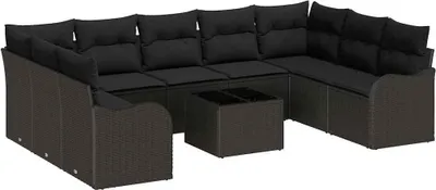 Immagine prodotto di Set divano da giardino vidaXL in polyrattan nero