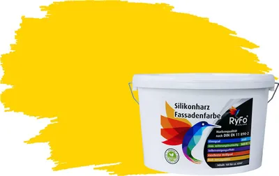 Produktbild von RyFo Colors Silikonharz Fassadenfarbe Lotuseffekt Trend Kanariengelb 10l - bunte Fassadenfarbe, weitere Gelb Farbtöne und Größen erhältlich, Deckkraft Klasse 1