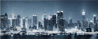 Produktbild von Leinwandbild Sehenswürdigkeiten 40 x 100 cm - Wandbild Blau Grau - Keilrahmen New York Wohnzimmerdeko Wanddeko Wandgemälde