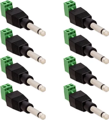 Produktbild von 8x Klinkenstecker 6,35mm Adapter > Terminalblock 2 Pin Schraub Klemme 2-Teilig Mono