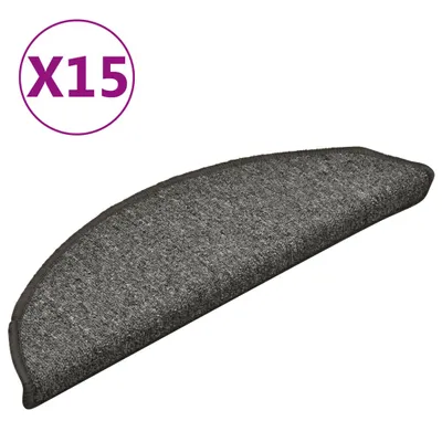 Image de vidaXL Tapis de sol 15 pcs. 56x17x3 cm gris foncé demi-rond