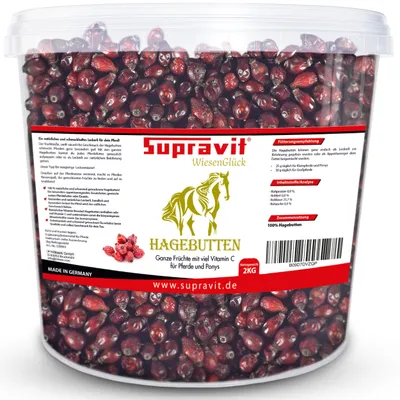 Produktbild von Supravit Hagebutten 2 kg | Ganze getrocknete Früchte mit viel Vitamin C als Pferdeleckerlis | Pferdefutter als Ergänzung & Leckerli