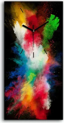 Produktbild von Wanduhr Bürouhr Leinwand Bild Geräuschlos Kunstdruck 30x60 Abstrakte Kunst Bunt - schwarze Hände