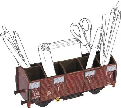 Produktbild von Stiftebox mit Güterwagen-Motiv, Braun