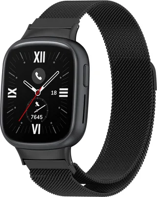Image de Pour Honor Watch 4 Milan métal maille bracelet de remplacement avec fermeture magnétique noir