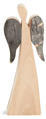 Produktbild von Wendeengel 9 cm aus Holz - Handgefertigte Deko-Engel mit Rinde Natur