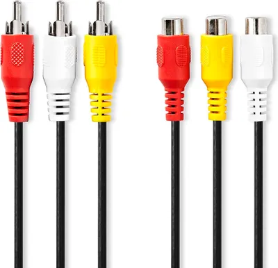 Produktbild von Kompozitní video kabel | 3x RCA konektor | 3x RCA zásuvka | Poniklovaný | 480p | 5,00 m | Kulatý | PVC | Černý | Obálka