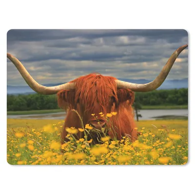 Produktbild von MuchoWow® Mauspad Mousepad Schottischer Highlander - Tiere - Blumen 23x19 cm - Mousepads - Maus Mat - Pad - Mausunterlage - Schreibtischunterlage - Mauspad