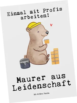 Produktbild von Mr. & Mrs. Panda Postkarte Maurer Leidenschaft - Weiß - Geschenk, Postkarten, Grußkarte, Ansichtskarten, Ansichtskarte, Handwerker, Lustig, Spruch, bildkarte