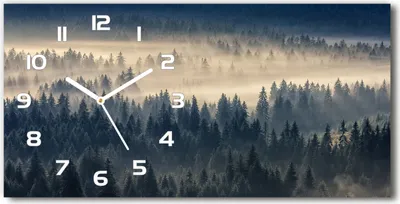 Produktbild von Wanduhr aus Glas – 60x30 cm - Glasbild - Glasuhr - Gehärtetes Glas - weisse-zeiger - den Wald Nebel über