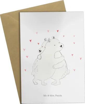 Produktbild von Mr. & Mrs. Panda Grußkarte Eisbär Umarmen - Weiß - Geschenk, Lustige Sprüche, weihnachtskarten, einladungskarten, osterkarten, Grußkarten, dankeskarten