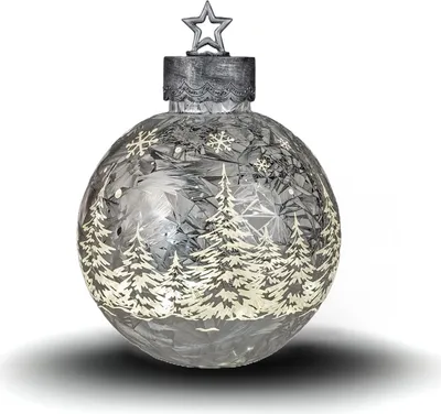 Produktbild von formano Deko-Kugel Silber-Frosty 32cm mit LED Licht  Timer Beleuchtete Glaskugel
